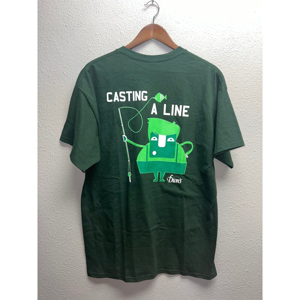 Vintage Dions Pizza shirt Casting A Line Whats Your Slice Restaurant Tee 90s L